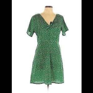 Green polka dot dress with front tie